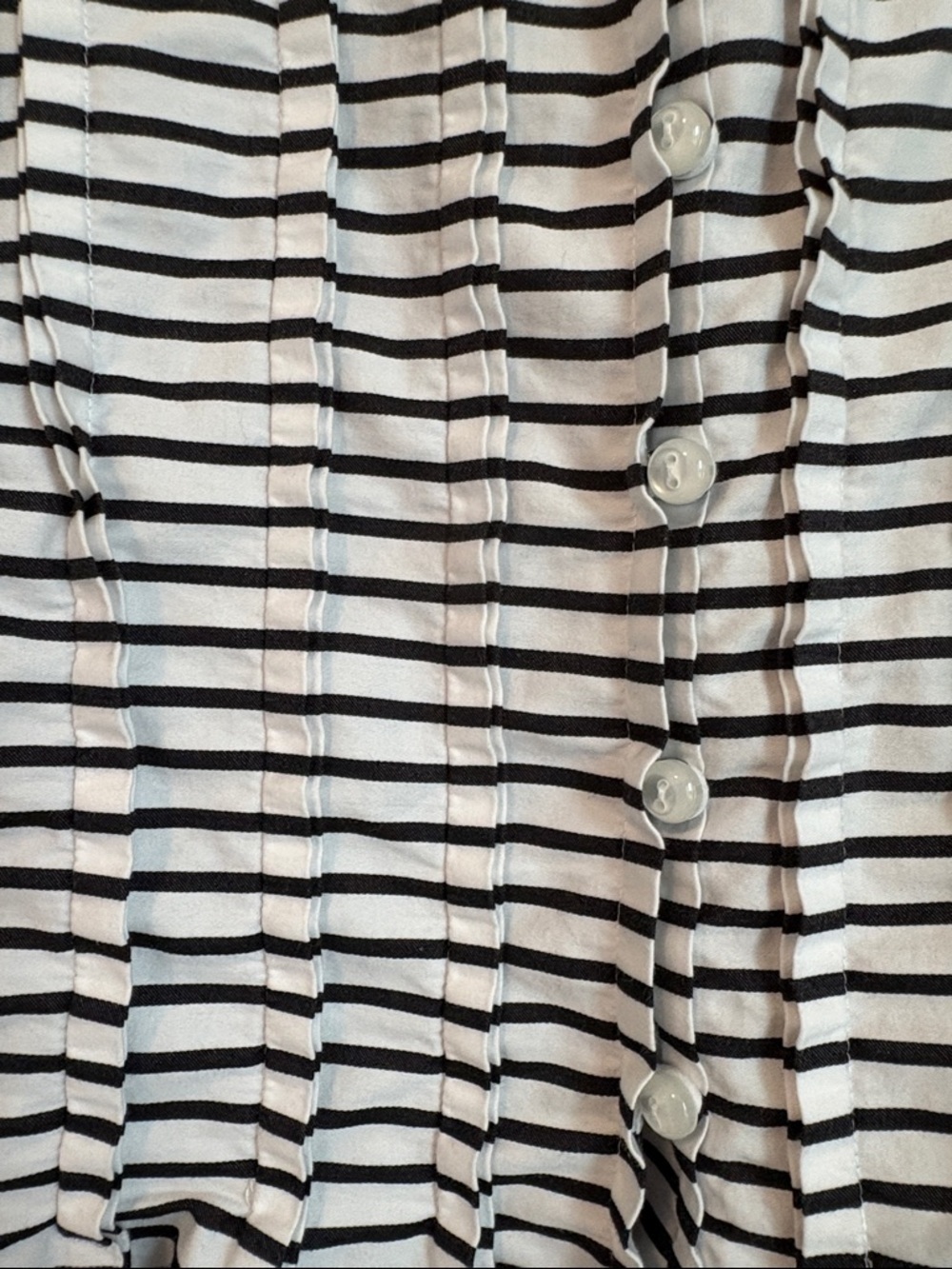 Jones New York Black and White Striped Sleeveless Peplum button up Blouse - Picture 6 of 7